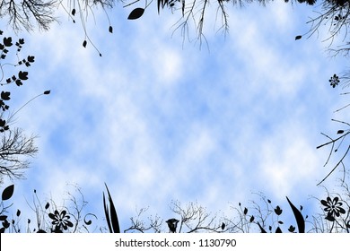 Frame with clouded sky