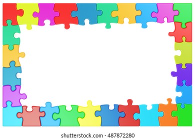 Frame Colored Puzzle Pieces 3d Rendering Stock Illustration 487872280 ...