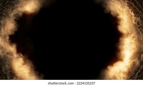 Frame For Content Of Burning Clouds - Tunnel In The Dense Smoke, Isolated - Object 3D Rendering