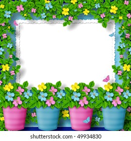 Frame Greeting Congratulation Garland Flower Stock Illustration ...