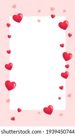 Frame Heart San Valentine Day. Copy Space, Vertical Or Instagram Storie	