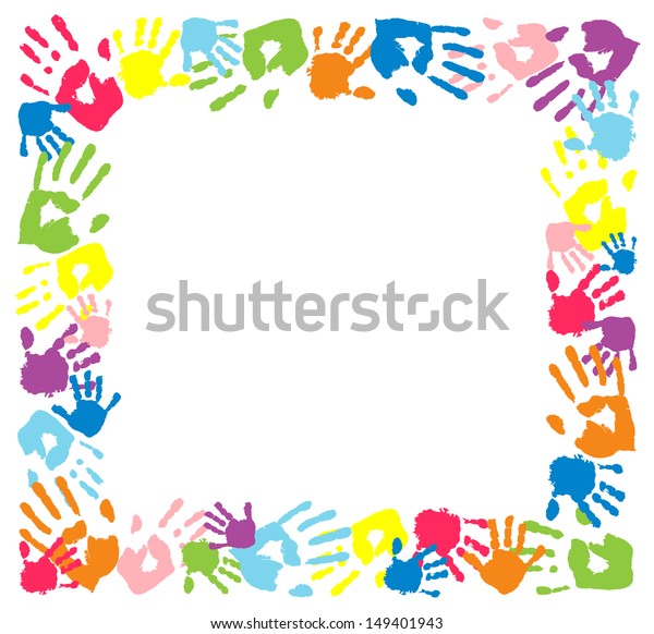 Frame Made Color Handprints Stock Illustration 149401943 | Shutterstock