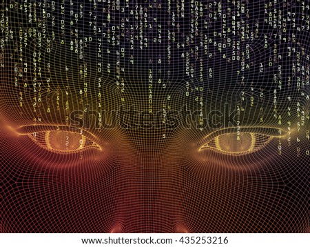Frame of Mind series. Composition of human face wire-frame and fractal elements suitable as a backdrop for the projects on mind, reason, thought, mental powers and mystic consciousness