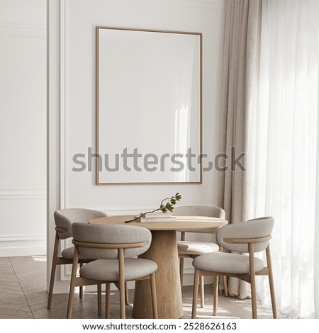 Frame mockup, ISO A paper size. Living room wall poster mockup. Interior mockup with house background. Modern interior design. 3D render
