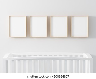 Frame Mockup White 4 Panel Nursery Theme