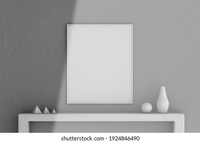 Frame Picture Mockup Isolated On Wall; 3D; 3D Illustration