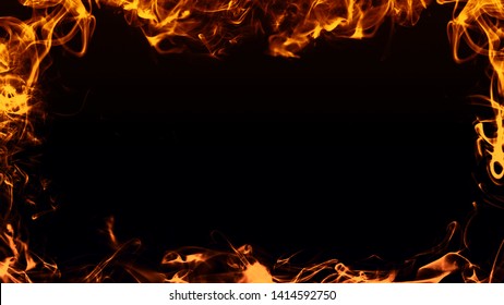 Frame Of Real Fire Flames Burn Motion Smoke . Border Texture Overlays.