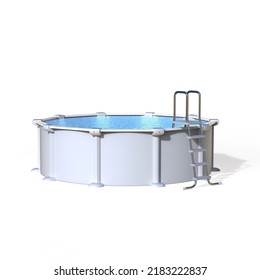 Frame Round White Pool With A Diameter Of 4 M. White Background. 3d Rendering