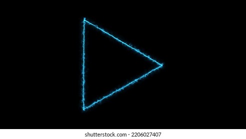 Frame In The Shape Of A Triangle, Light Neon Glow, Energy, Smoke, Footage Portal Abstract Technology Blue Cyan, Aquamarine 3d Triangle From Animated Particle Dots. Blend Mode, Geometric Background.