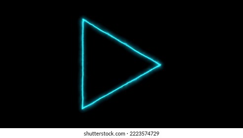 Frame In The Shape Of A Triangle, Light Neon Glow, Energy, Smoke, Footage Portal Abstract Technology Blue Cyan, Aquamarine 3d Triangle From Animated Particle Dots. Blend Mode, Geometric Background.