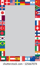 frame with some of world flags icons