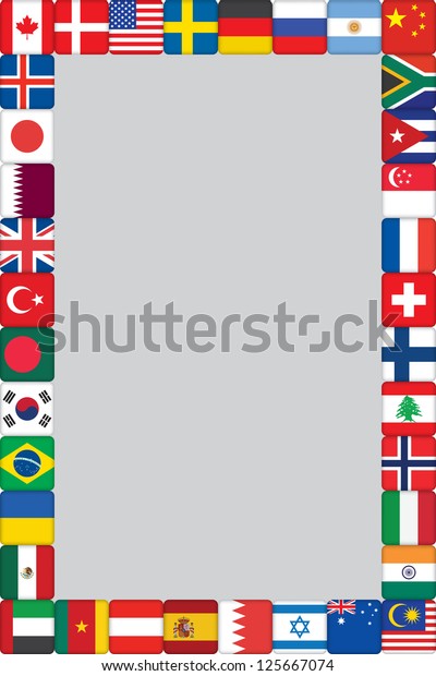 Frame Some World Flags Icons Stock Illustration 125667074