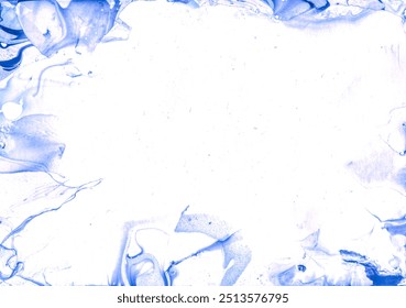 Frame Textured Wet Wallpaper, Gradient Wave  . Ink Dyed Vintage Resin, Paint Fluid, Sea Blue Watercolor . Indigo Colored Hand Painted Spots - Powered by Shutterstock