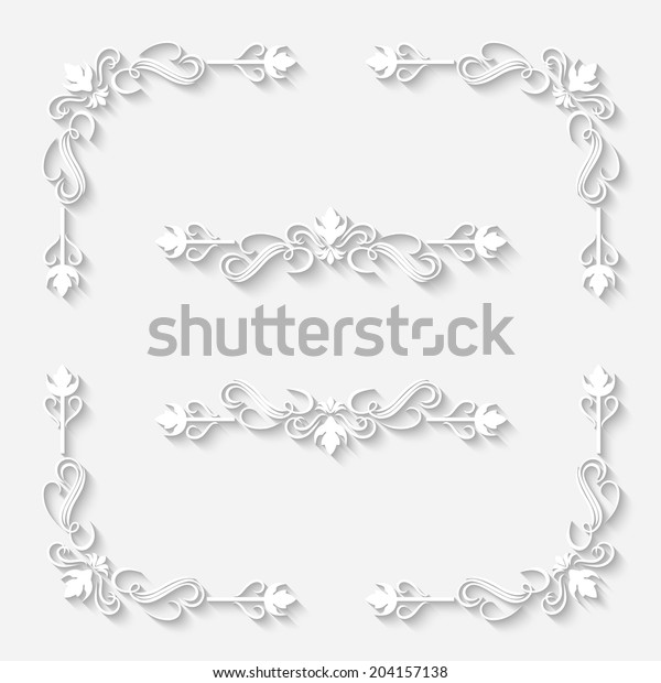 Frame vintage\
white border with long shadows. Blank circle paper frame with\
Baroque pattern and retro\
decorations