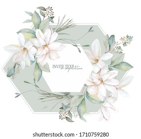 Download Watercolor Magnolia Wreath Stock Illustrations Images Vectors Shutterstock