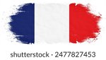 France background pattern template - Abstract brushstroke paint brush splash in the colors of french flag, isolated on white texture	
