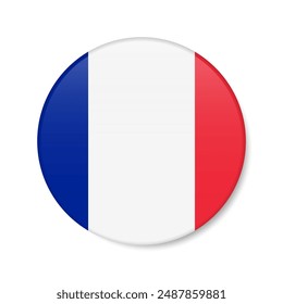 France circle button icon. French round badge flag with shadow. 3D realistic illustration isolated on white. - Powered by Shutterstock