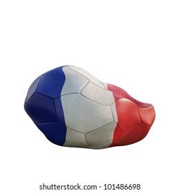 France Deflated Soccer Ball Isolated On White