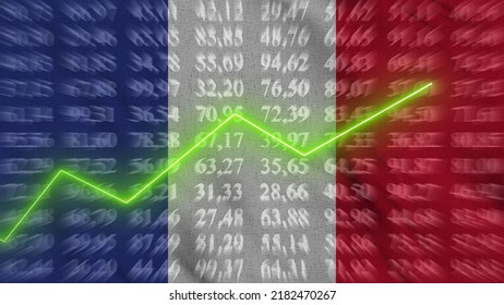 France Financial Growth, Economic Growth, Up Arrow In The Chart Against The Background Flag