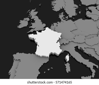 france map gray background 3D illustration