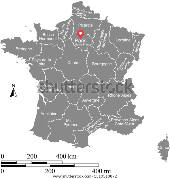 France Map Miles Kilometers Scales Provinces Stock Illustration ...