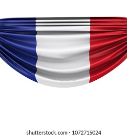 France National Flag Hanging Fabric Banner. 3D Rendering