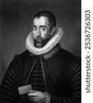 Francis Walsingham (1532-1590) on engraving from 1829. Principal secretary to Queen Elizabeth I of England. Engraved by J.Cochran and published in Portraits of Illustrious Personages of Great Britain,