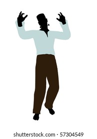 Frankenstein  Halloween Silhouette Illustration On A White Background