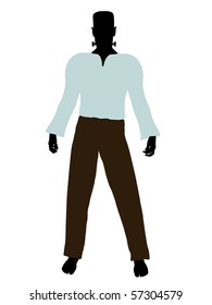 Frankenstein  Halloween Silhouette Illustration On A White Background