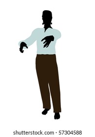 Frankenstein  Halloween Silhouette Illustration On A White Background