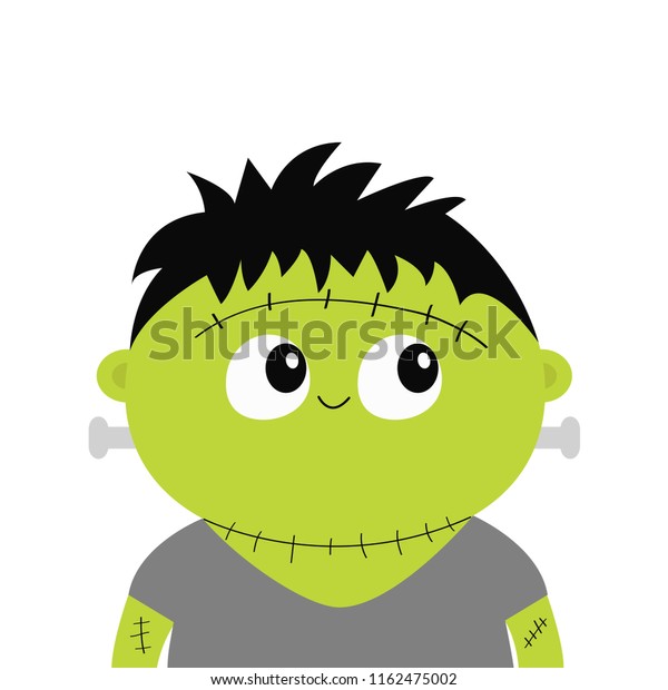 Frankenstein Monster Cute Cartoon Funny Spooky Stok Illustrasyon 1162475002