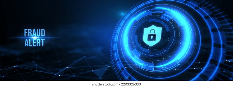 Fraud Alert Caution Defend Guard Notify Protect Concept. 3d illustration