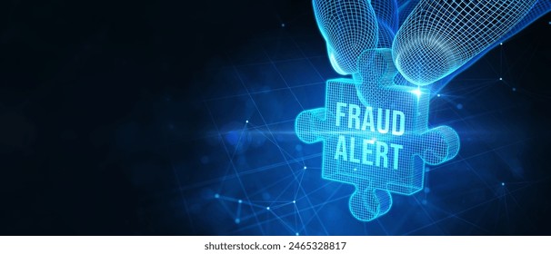 Fraud Alert Caution Defend Guard Notify Protect Concept. 3d illustration