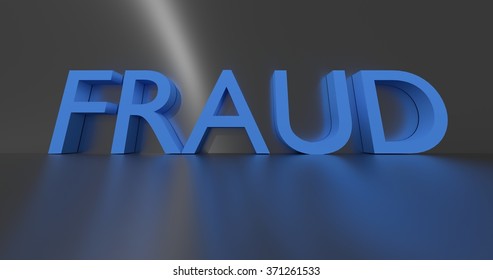 Fraud concept word - blue text on grey background.
