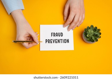 Fraud prevention concept. Process of detecting, avoiding, and minimizing the risk of fraudulent activities. Strategies, tools, and practices designed to stop fraud before it happens. Woman and notes