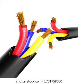 Frayed Electrical Wire 3D Rendering For Handyman Services Education And Electrician Jobs 3D Illustration