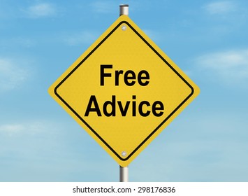 Free advice. Road sign on the sky background. Raster illustration.
