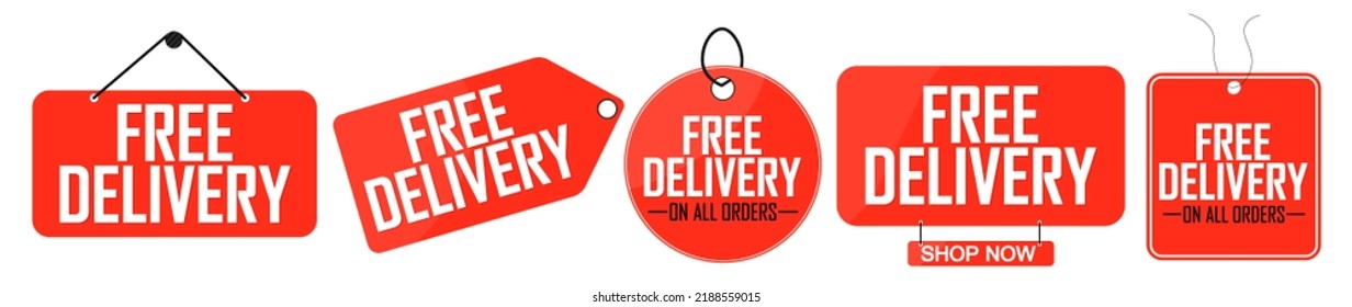 Free Delivery, Banner Design Template, Sale Tag, On All Orders