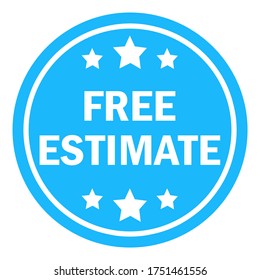 Free Estimate. Blue Round Starry Icon.