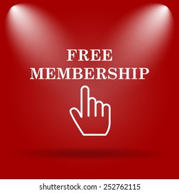 Free Membership Icon. Flat Icon On Red Background. 