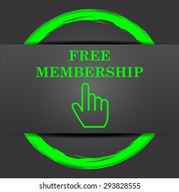 Free Membership Icon. Internet Button With Green On Grey Background. 