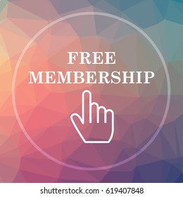 Free Membership Icon. Free Membership Website Button On Low Poly Background.
