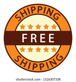 Free Shiping. Orange Free Shipping Icon Illustration.