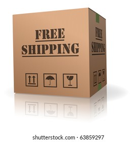 Free Shipment Shipping Package Delivery Cardboard Box Parcel With Text Order Shipment Logistics After Online Shopping Deliver Packet Or Relocation And Moving