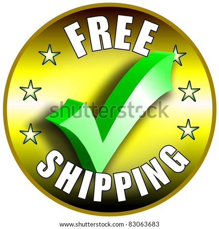 Free Shipping button/label - golden version