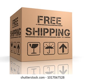 Free Shipping Cardboard Box 3d Illustration