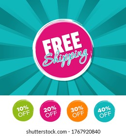 Free Shipping Color Banner And 10%, 20%, 30% & 40% Off Marks.