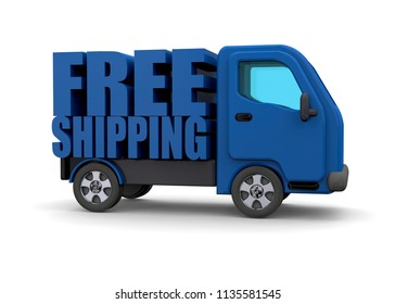 3d Illustration Blue Delivery Truck Free Stock Illustration 138108521 ...