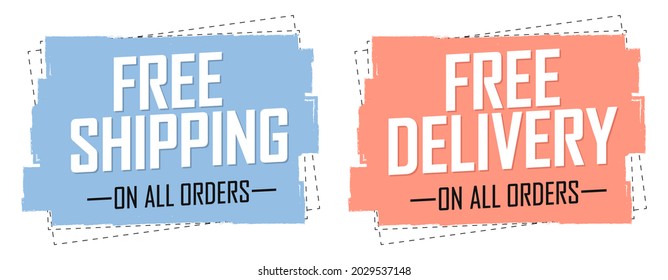 Free Shipping And Free Delivery Tags, Promo Banners Design Template