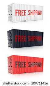 Free Shipping Quotes On White Black And Red Clean Metal Freight Closed Shipping Container On White Background - Hi-res Photorealistic Exclusive 3d Render